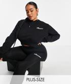 Ellesse Plus Cropped Hoodie & Leggings Set In Black