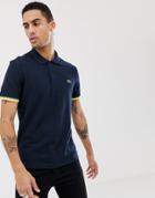 Lacoste Tipped Sleeve Polo In Navy