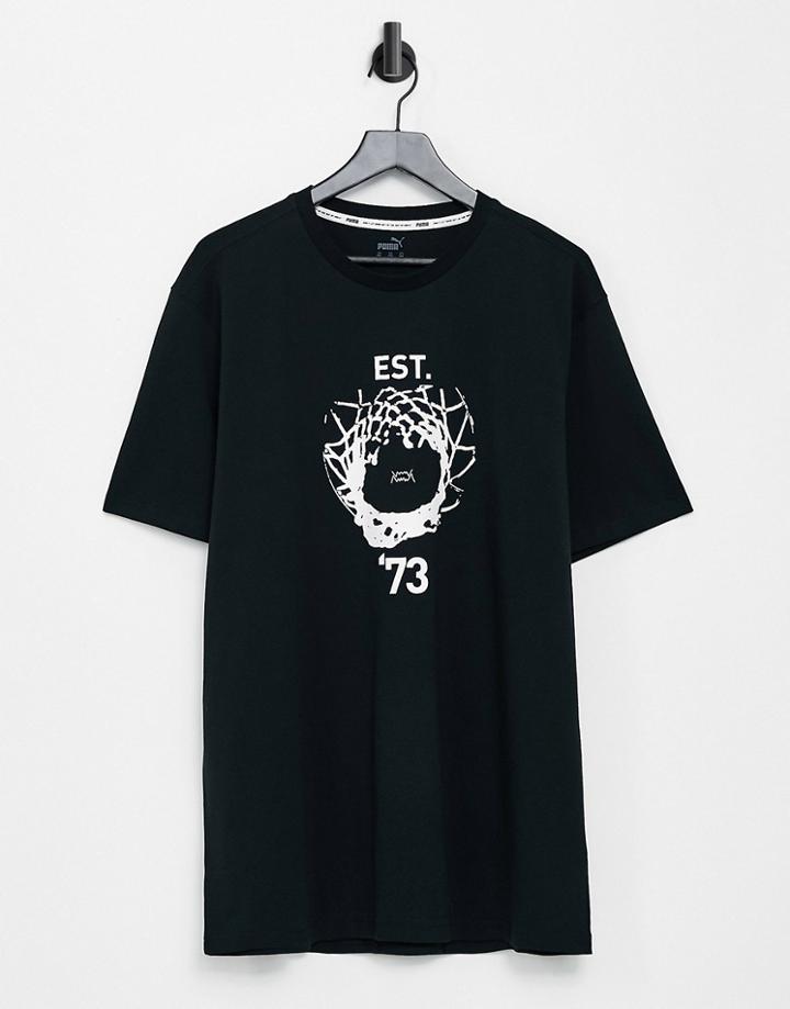 Puma Hoops Vintage Graphic T-shirt In Black
