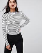 Y.a.s Track Stripe Long Sleeved Top - White