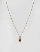 Asos Necklace In Burnished Gold With Arrow Head Pendant - Gold