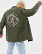 Tommy Jeans Twill Overshirt In Dark Green - Green