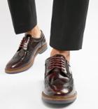 Base London Wide Fit Turner Brogues In High Shine Bordo - Red