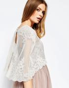 Asos Premium Wedding Lace And Pleat Back Cape - Light Gray