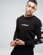 Hype Sweatshirt In Black With Sleeve Badges - Black