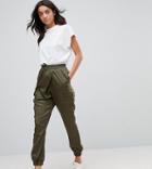 Asos Tall Woven Wrap Front Utility Jogger With Clean Cuff - Green
