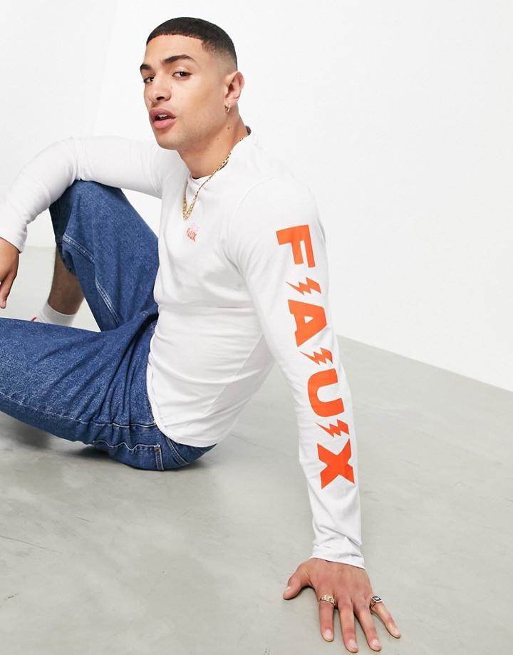 Friend Or Faux Inset Longsleeve T-shirt In White