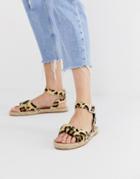 Asos Design Jenkins Leather Leopard Espadrilles-multi