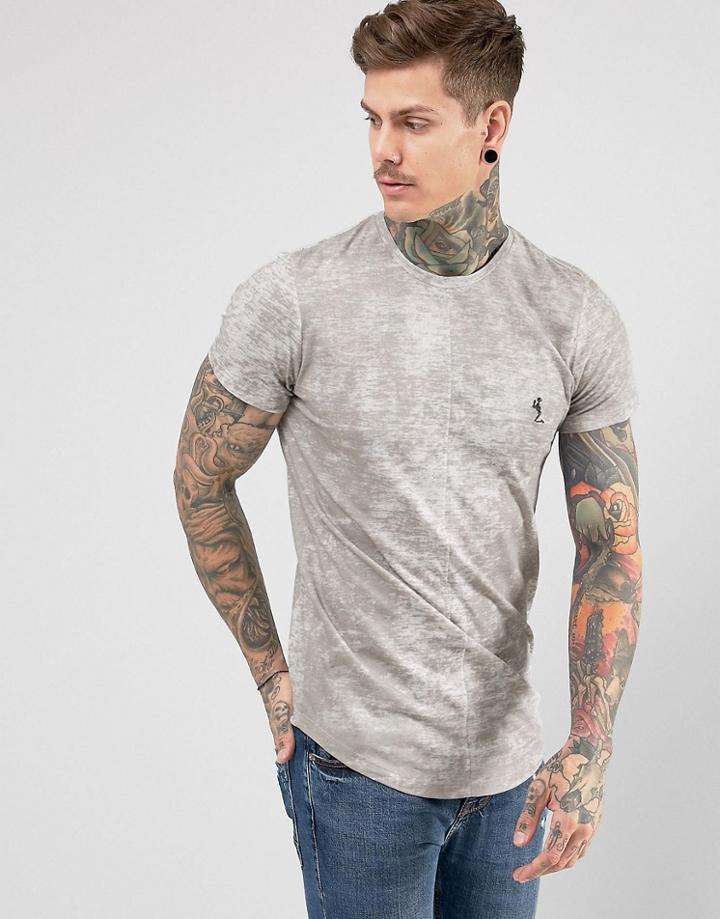 Religion T-shirt With Texture And Logo - Gray