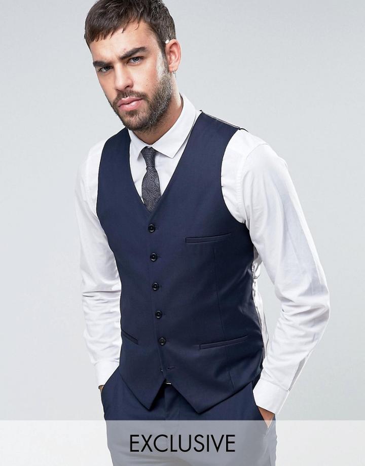 Heart & Dagger Slim Vest In Navy - Navy