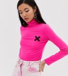 Collusion Long Sleeve Logo Top In Pink