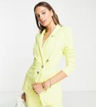 Asos Design Tall Jersey Textured Double Breasted Suit Blazer In Yellow