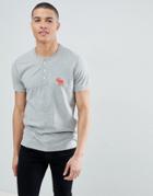Abercrombie & Fitch Large Icon Logo Henley T-shirt In Gray Marl - Gray