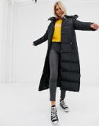 Brave Soul Hopma Longline Puffer Jacket With Faux Fur Trim Hood-black