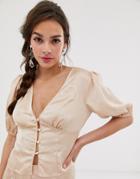 Finders Keepers Cristina Button Down Blouse In Sketch Print-beige