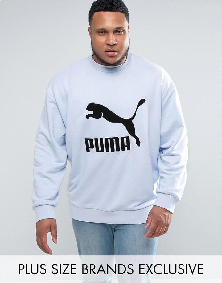 Puma Plus Vintage Logo Sweat In Blue Exclusive To Asos - Blue