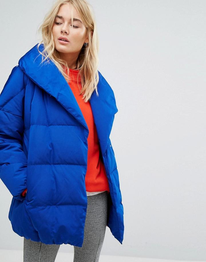 Mango Padded Oversized Jacket - Blue