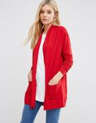 Lavand Classic Red Longline Cardigan - Red