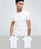 Asos Design Tall T-shirt With Crew Neck 2 Pack Save - White