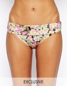 Asos Fuller Bust Exclusive Pink Daffodil Print Marilyn Bikini Bottom - Daffodil Print