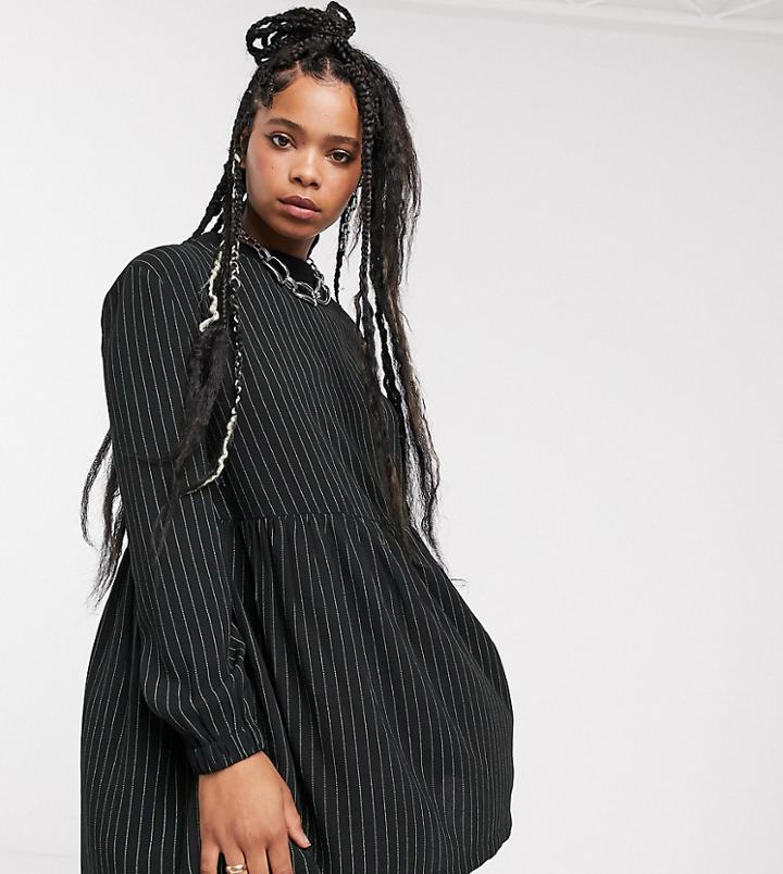 Collusion Pinstripe Mini Smock Dress