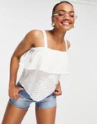 Superdry Mimi Ruffle Detail Sleeveless Top In White