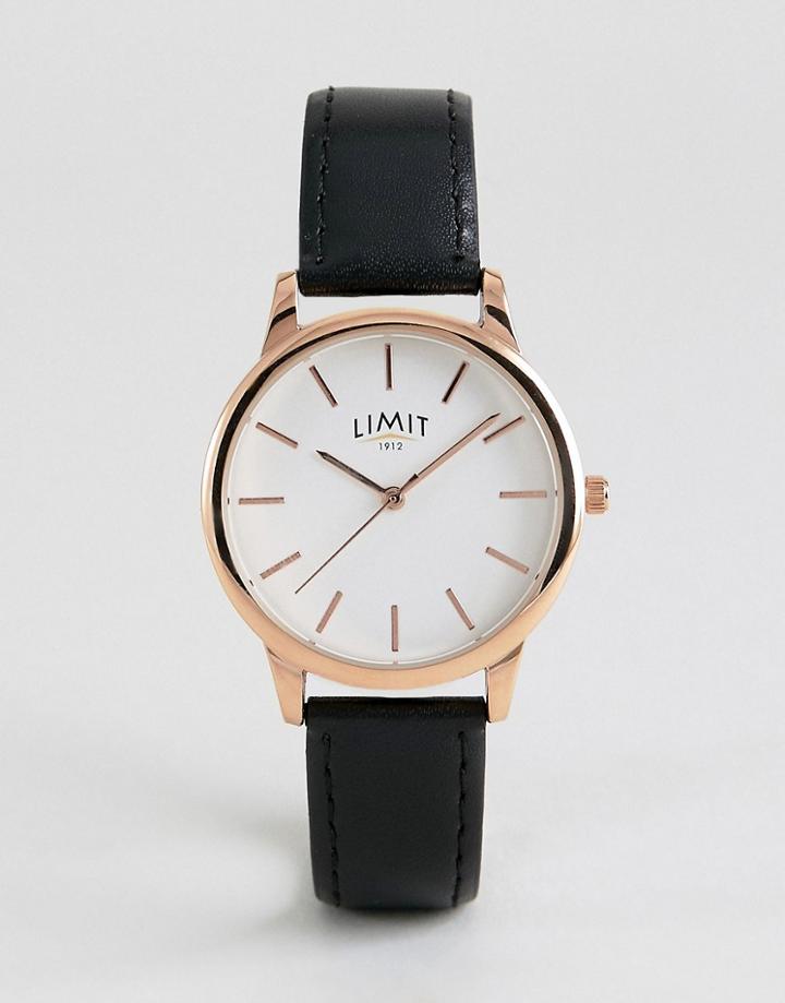 Limit Black Faux Leather Watch - Black