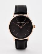 Asos Design Watch In Black With Rose Gold Case