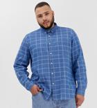 Asos Design Plus Oversized Denim Shirt With Check Print-blue