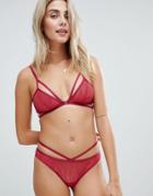 Lepel Strappy Lace Knickers In Red - Red