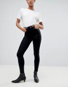Asos Design 'sculpt Me' Premium Jeans In Black Coated - Black