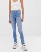 Noisy May Lucy Extreme Soft Mid Rise Skinny Jeans - Blue