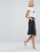 Moss Copenhagen Leather Midi Skirt - Black