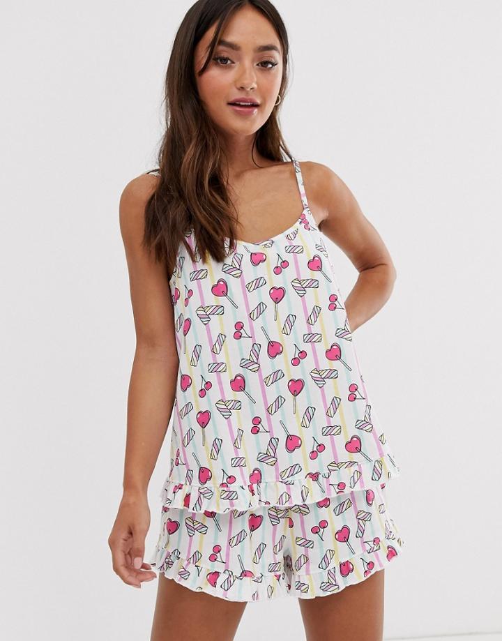 Asos Design Sweetie Cami And Short Pyjama Set - Multi
