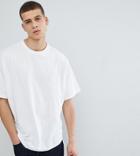Asos Design Tall Oversized T-shirt With Crew Neck In White - White