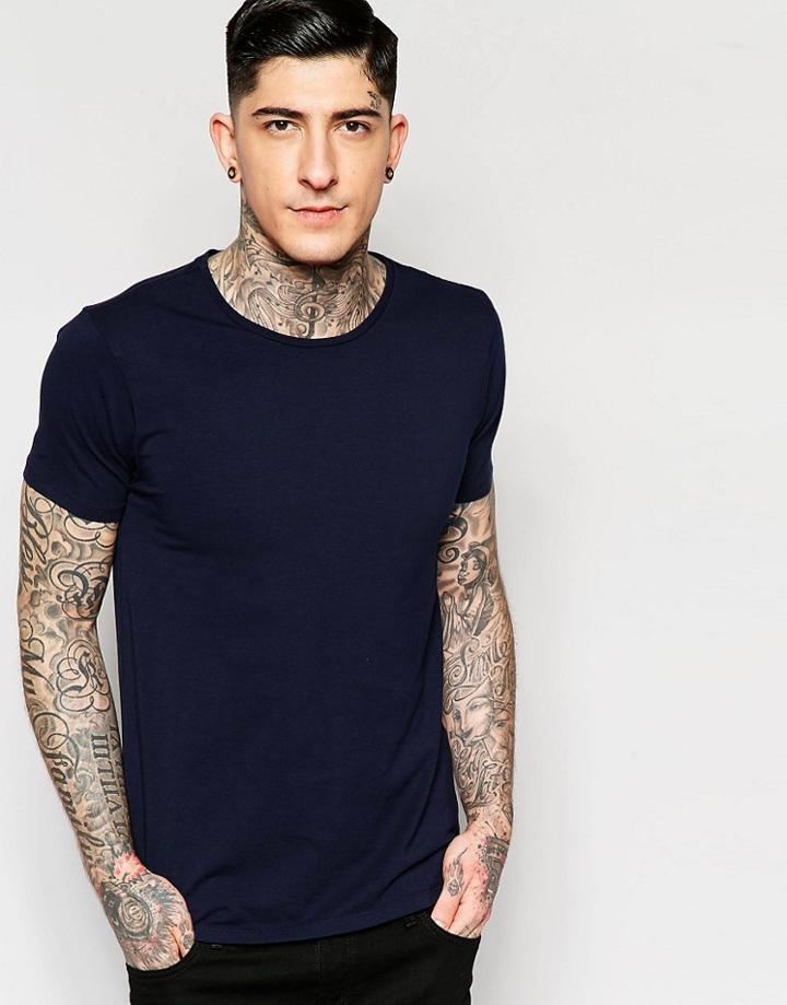Scotch & Soda T-shirt With Crew Neck In Navy - Navy