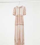 Reclaimed Vintage Inspired Couture Sheer Maxi Dress With Embellishment-pink