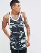 Good For Nothing Vest With All Over Paint Splatter Print - Black