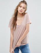 Asos T-shirt With Scoop Neck - Pink