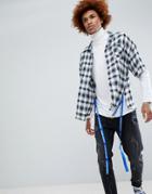 D-antidote Oversized Check Shirt With Taping - White