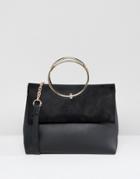 New Look Ring Detail Metal Handle Bag - Black