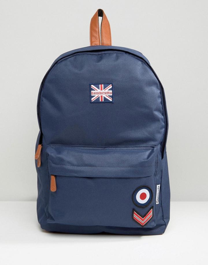 Lambretta Backpack Military With Badges In Navy - Navy