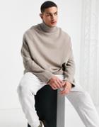 Asos Design Extreme Oversized Turtle Neck Sweatshirt In Green - Part Of A Set-neutral