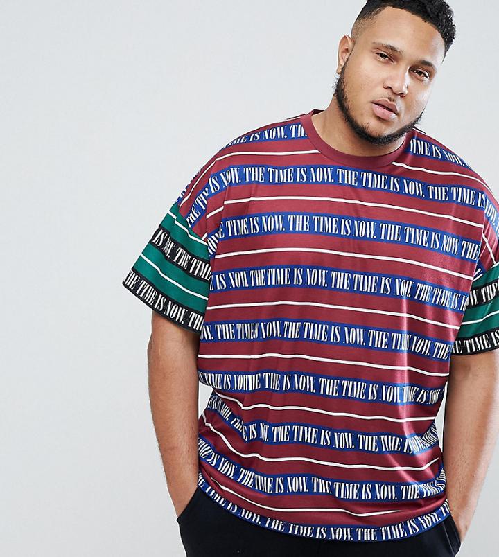 Asos Plus Oversized T-shirt With Text Print - Red