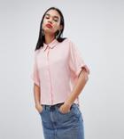 Weekday Oversized Collar Shirt In Pale Pink