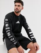 Adidas Performance 'the Pack' Graphic Print Long Sleeve T-shirt In Black - Black