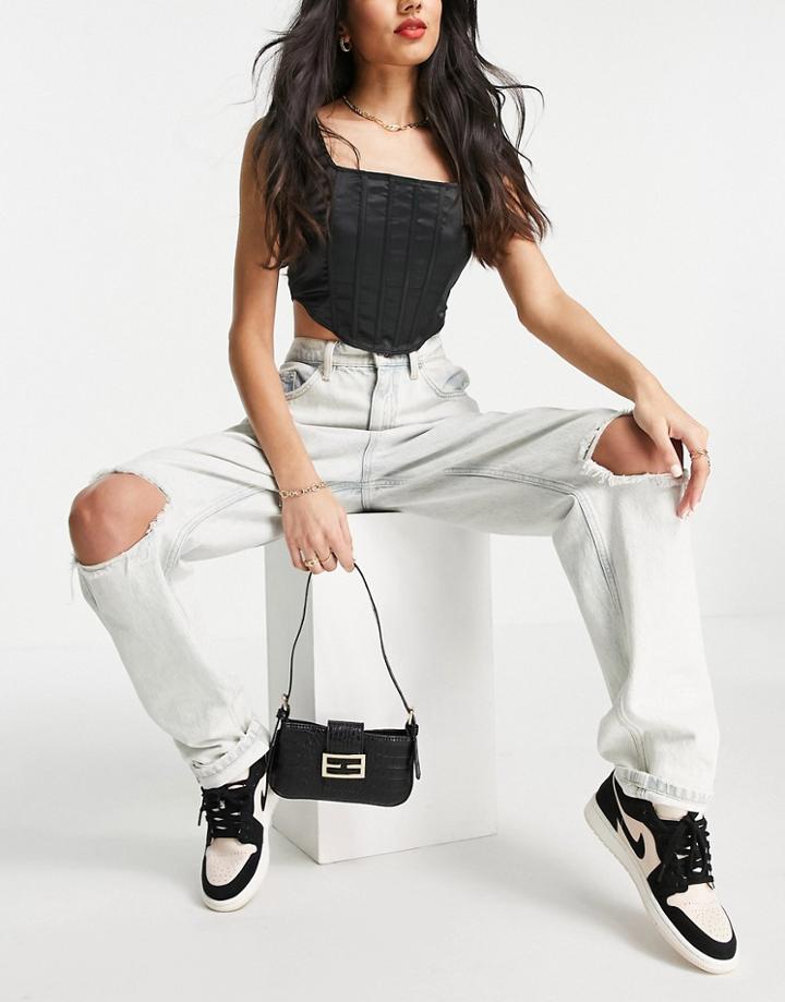 Ego 90s Shoulder Bag With Front Buckle In Black Croc