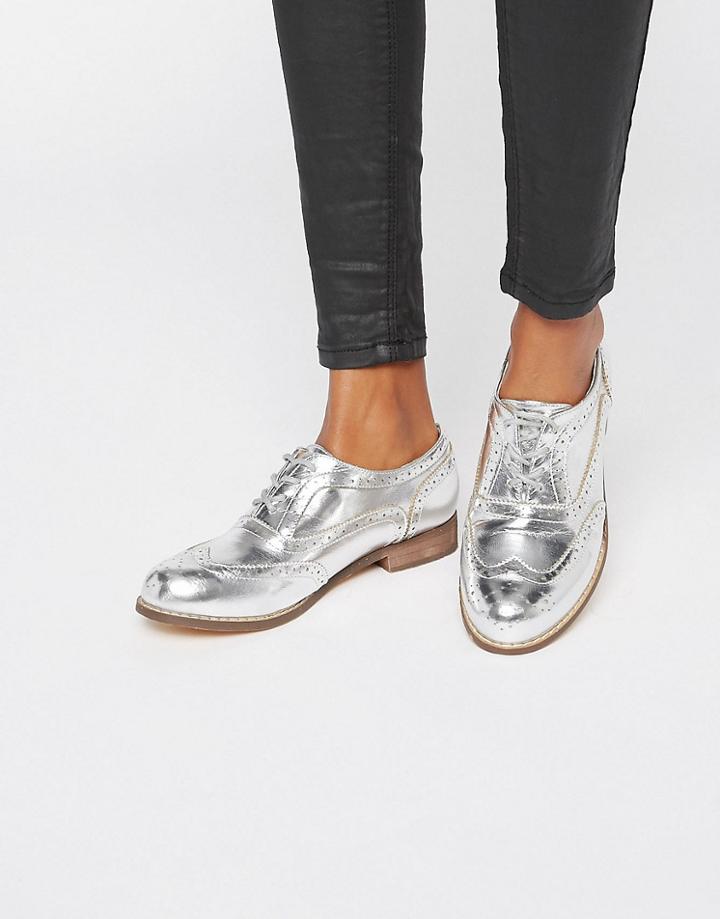 London Rebel Silver Brogues - Silver