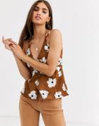 Vero Moda Floral V Front Cami Top-multi