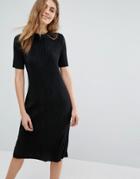 Pull & Bear Plisse Dress - Black